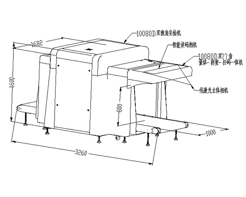 LD-10080G雙視角X光安檢機(jī)尺寸